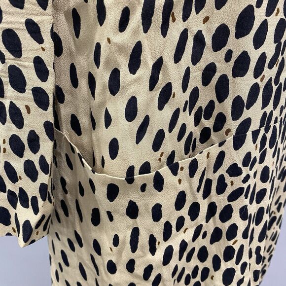 J. Crew 6 Tan Black Leopard Cheetah Print Long Sleeve Pockets Slip Shift Dress* - Picture 8 of 16